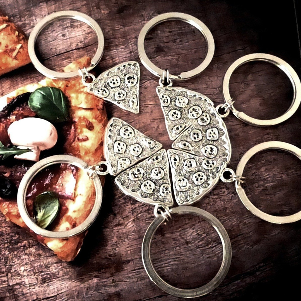 6 Slices of Pizza Keychains - Friend Party Gifts